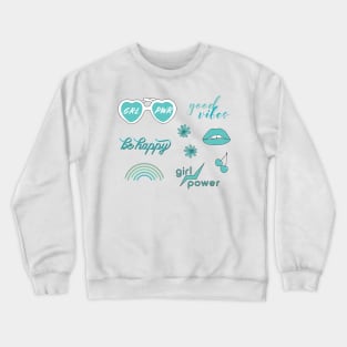 Super cute Teal Girl Power Sticker Pack Crewneck Sweatshirt